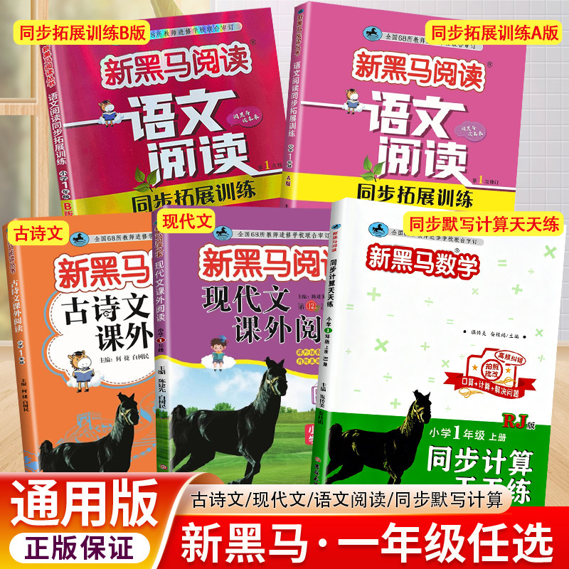 新黑马阅读一年级上下册语文阅读理解专项训练小学生古诗文现代文语文课外阅读同步拓展A版B版默写计算听力天天练全国人教通用版图片