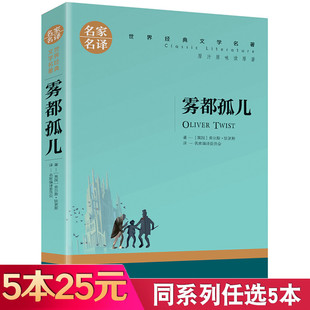 雾都孤儿原著 青少年名著书籍 狄更斯著 名家名译 世界文学名著 中文版 小说 中小学生课外阅读书籍名著小说故事书 正版 5本25元