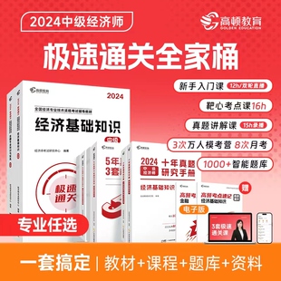 官方正版 2024高顿中级经济师财政金融经济人力工商全国经济专业技术资格考试辅导教材十年真题研究手册5年真题3套模拟必刷卷套装