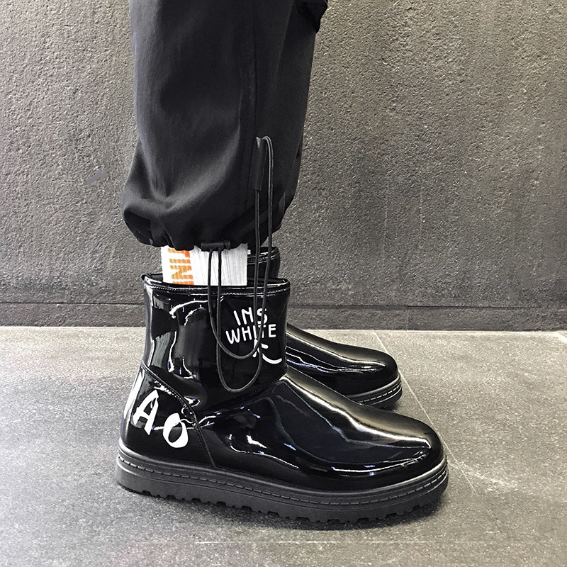 冬季水鞋男加绒保暖雨鞋雨靴男款雪地靴高筒鞋防滑防水棉鞋桶靴子