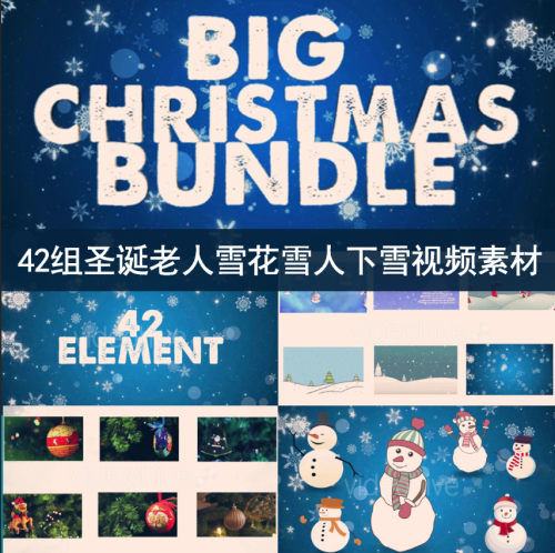 C4D素材 42组圣诞老人雪花雪人下雪天气图标视频素材 SC052