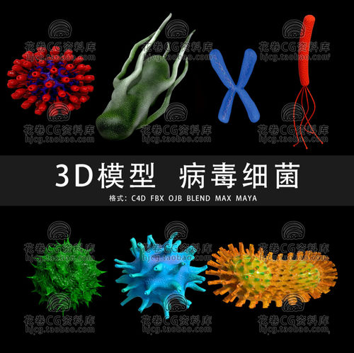 G901-C4D/MAYA/3DMAX 病毒染色体细菌芽孢杆菌沙门 3D模型素材
