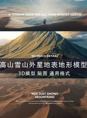 8K模型贴图 Element 3D/E3D高山雪山外星地表地形模型预设 GC143