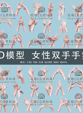 H775-C4D/MAYA/3DMAX三维模型 女性双手姿势白模 3D模型素材