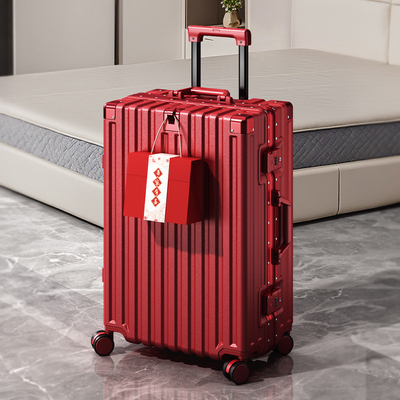 结婚红色行李箱陪嫁箱拉杆箱女密码皮箱婚礼用新娘嫁妆箱24寸一对