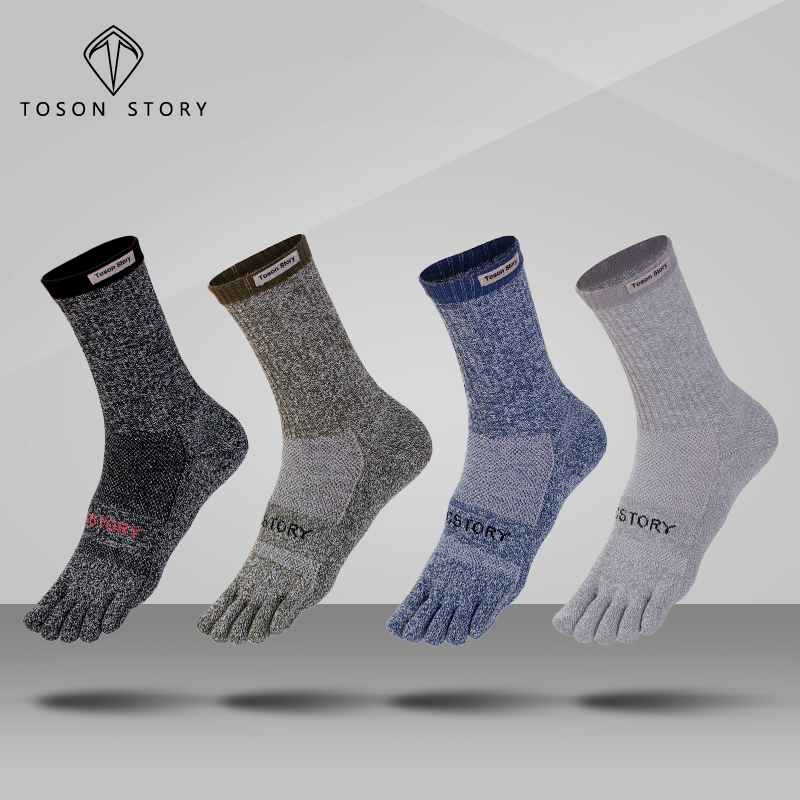 高筒五指袜男士运动吸汗