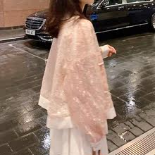 仙女百搭亮片网纱防晒服女雪纺开衫 薄款 外套 防晒衣女短款 2019新款