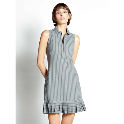 PleatedDressCollar子网球无袖立领hirt女leeveless连衣裙S