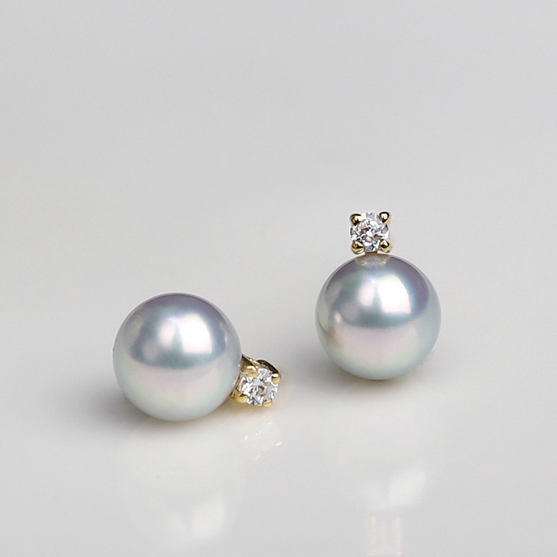 经典王妃款 日本进口akoya真多麻18k金珍珠耳钉