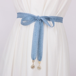 蝴蝶结裙带 饰小腰绳配裙子水钻时尚 新款 女士甜美蕾丝布腰带百搭装