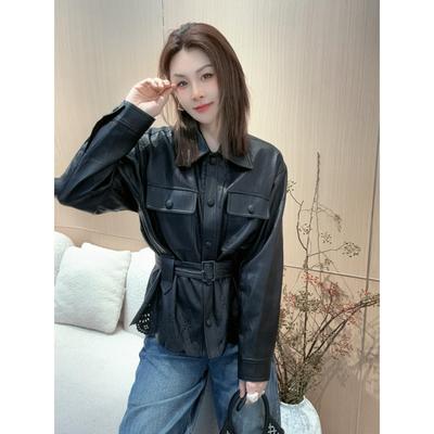 欧货时尚翻领PU皮短外套女2025秋季新款休闲皮衣减龄宽松显瘦上衣