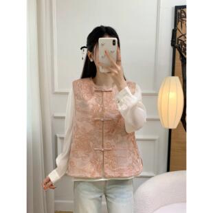 新中式国风重工刺绣盘扣马甲女2025冬季新款复古时尚减龄坎肩上衣