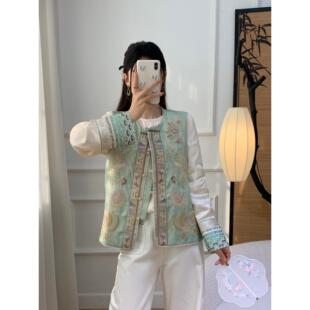 新中式国风重工刺绣盘扣马甲女2025冬季新款时尚洋气坎肩减龄上衣