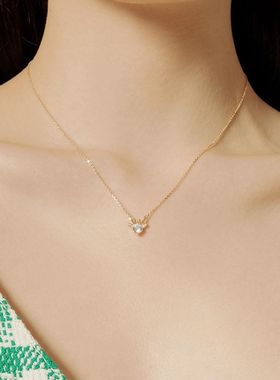 小鹿角吊坠项链女轻奢小众闺蜜925电镀银锁骨链颈链高端生日礼物