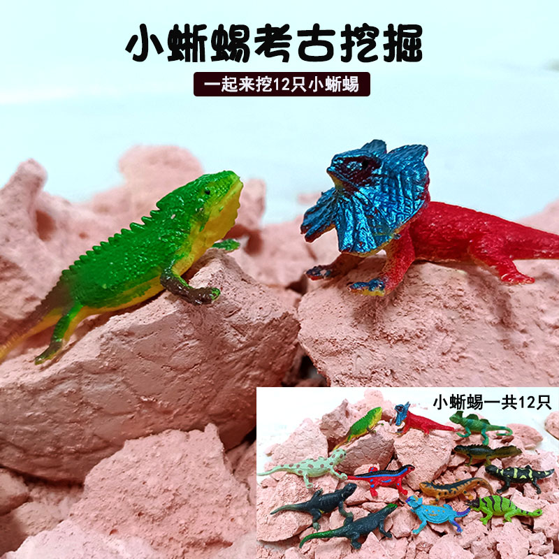 挖小蜥蜴考古挖掘玩具男孩diy儿童手工制作 益智昆虫大恐龙蛋盲盒