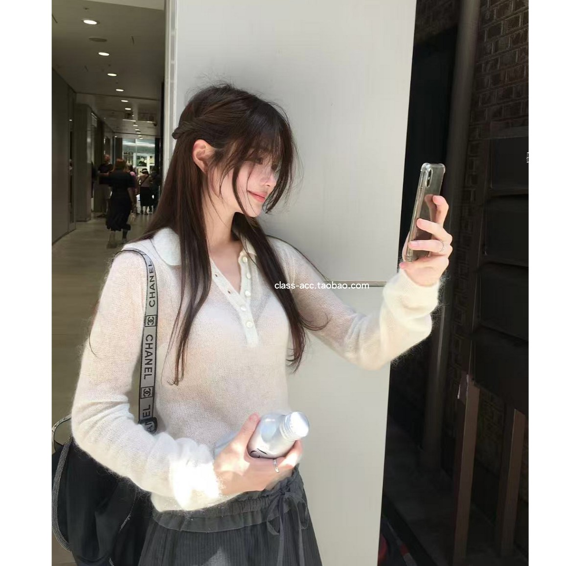 class韩国直邮120703 VEGETABLE 韩代2025款  小翻领微透毛衣