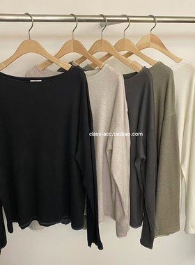 class韩国直邮102702 taffeta 韩代2025款  纯色切边长袖T