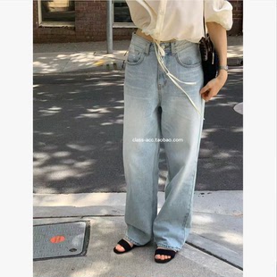class韩国直邮022607 OUNCE 韩代2026  经典款直筒牛仔裤