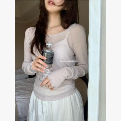 class韩国直邮031508 VEGETABLE 韩代2026款 微透木耳边打底T