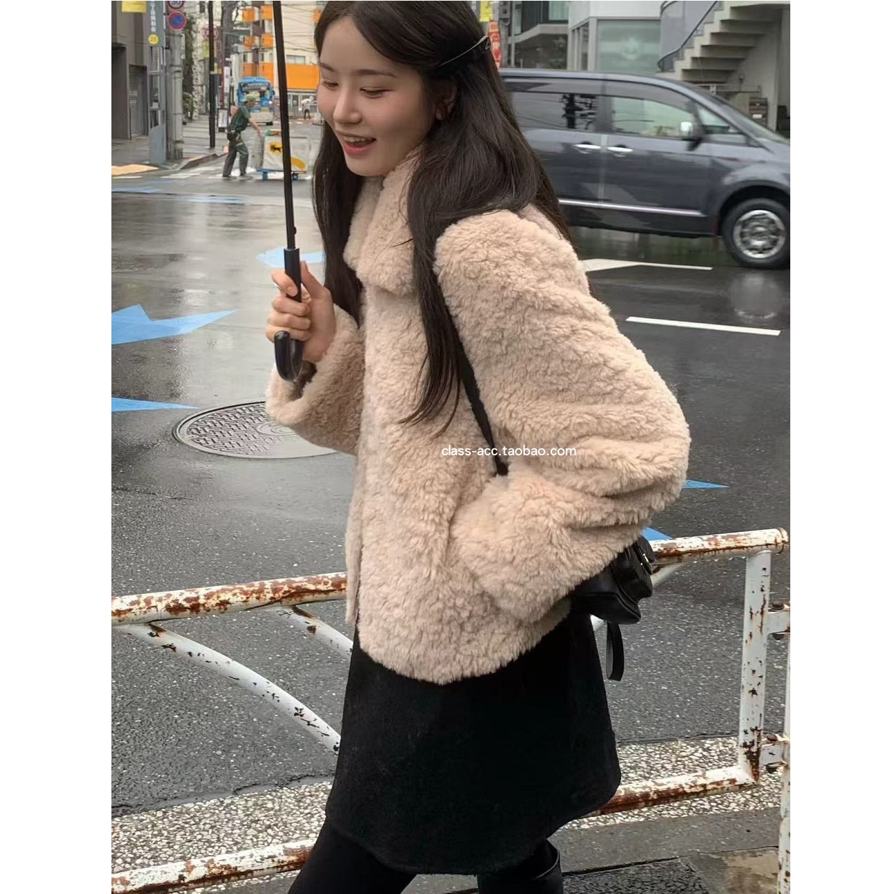 class韩国直邮102814 OUNCE 韩代2025款  小翻领毛毛外套