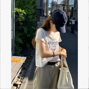 class韩国直邮060411 OUNCE 韩代2026款 美式字母短袖T
