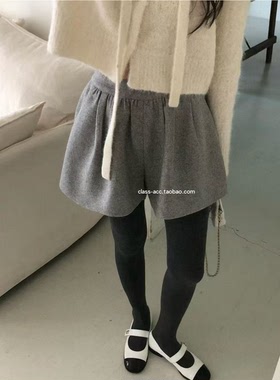 class韩国直邮120701 VEGETABLE 韩代2025款  羊毛毛呢短裤