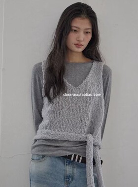 class韩国直邮022513 AND THE 韩代2026款  飘带针织马甲