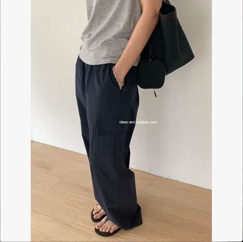 class韩国直邮052506 MONIQUE 韩代2026松紧腰轻薄休闲工装裤