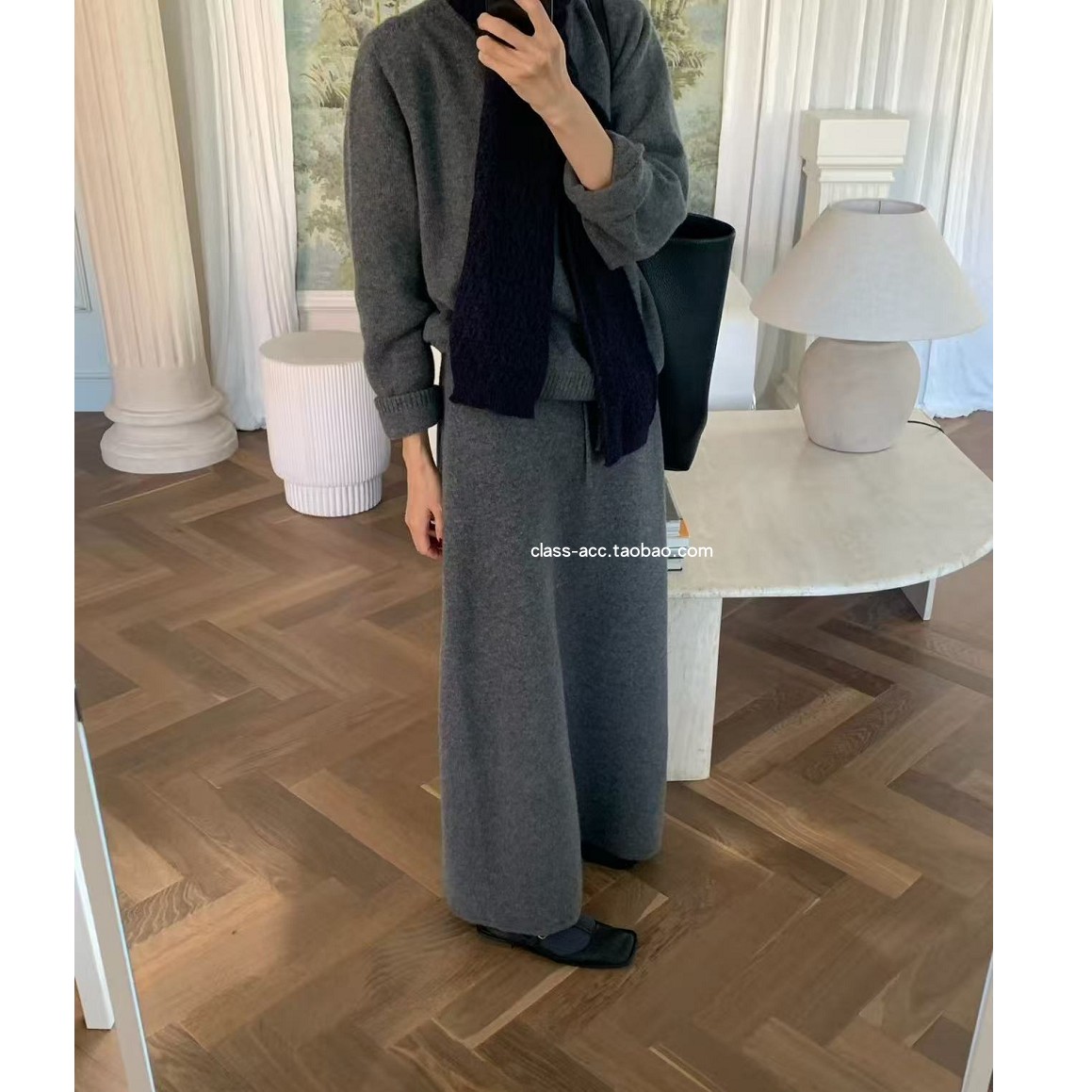 class韩国直邮121007 A:FLAN 韩代2025款  一片式羊毛1oo针织裙