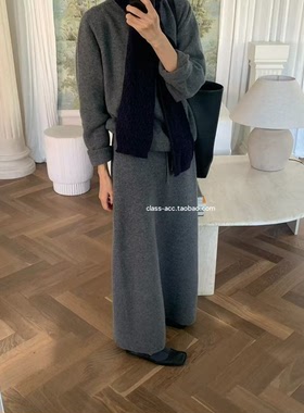 class韩国直邮121007 A:FLAN 韩代2025款  一片式羊毛1oo针织裙