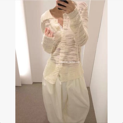 class韩国直邮030618 ous 韩代2026款  小翻领镂空针织开衫