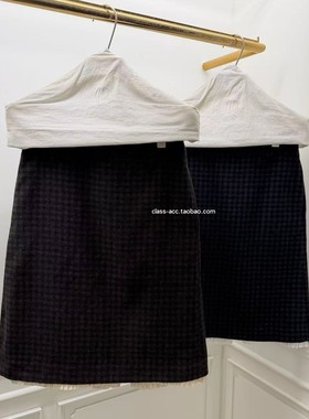 class韩国直邮103005 ETER 韩代2025款  小花边毛呢格子半裙