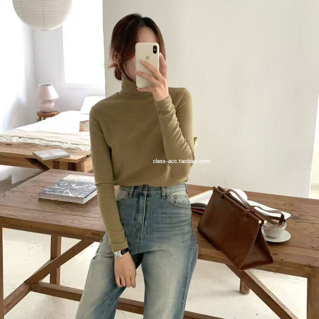 class韩国直邮111402 LEMIU 韩代2025款  天丝羊毛高领打底T