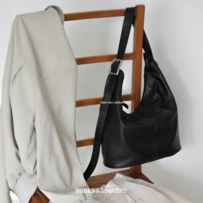 class韩国直邮122411 bucks&leather 韩代25羊皮肩带可调节水桶包