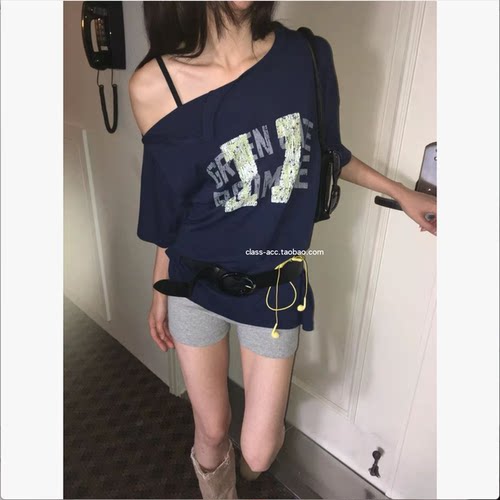 class韩国直邮052703 Tempting 韩代2026款  松弛感大版斜肩T
