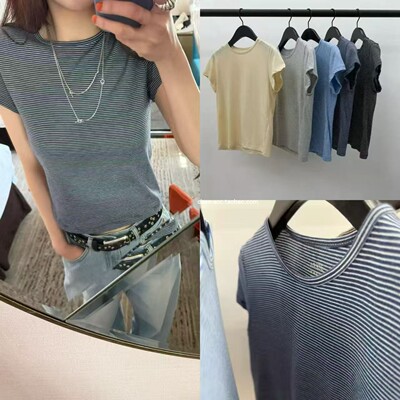 class韩国直邮1032607 Arkie 韩代2026款  纯棉条纹短袖T