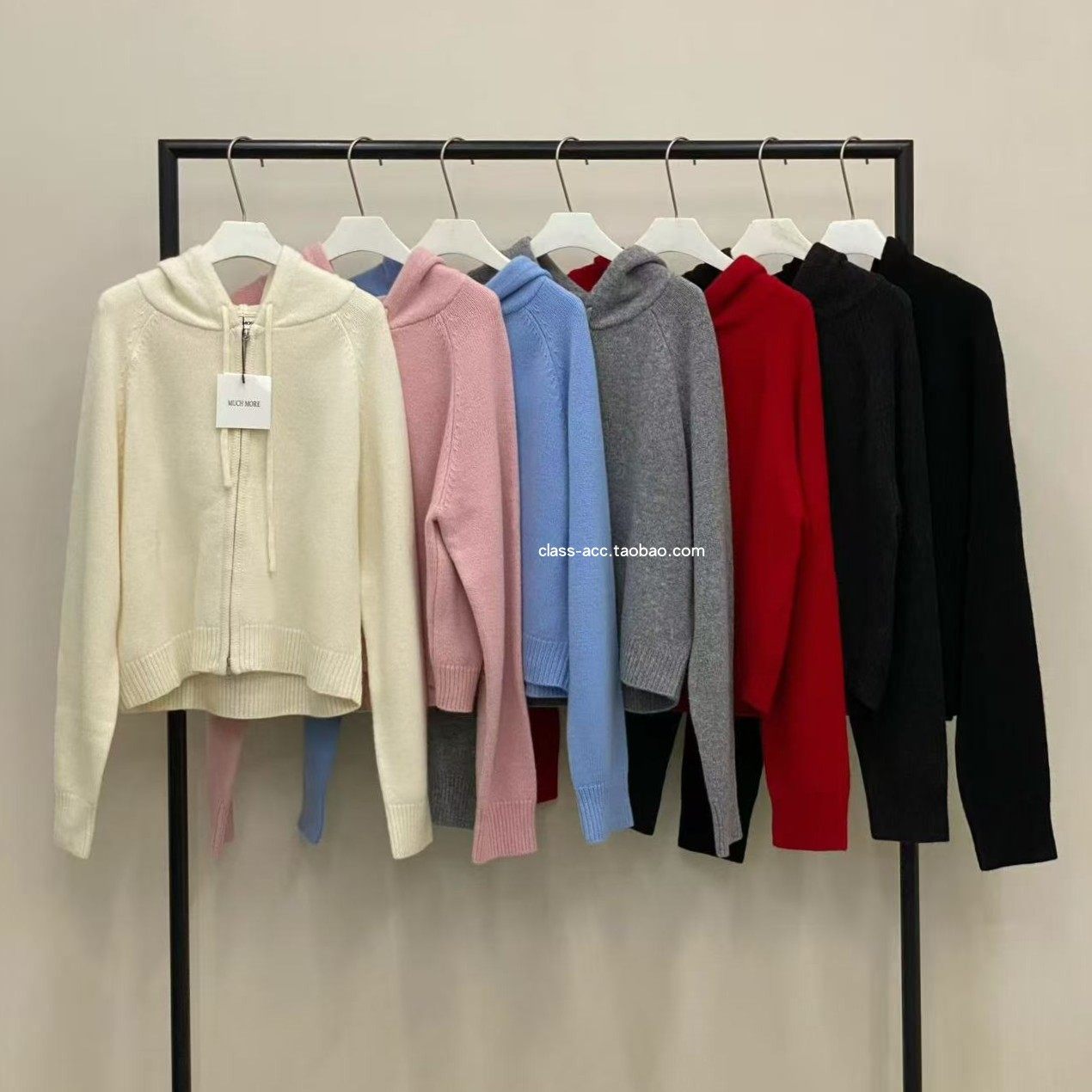 class韩国直邮111103 MUCH 韩代2025款  羊毛1oo连帽毛衣开衫