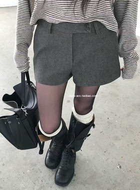 class韩国直邮110307 nuese 韩代2025款  加薄绒中低腰毛呢短裤
