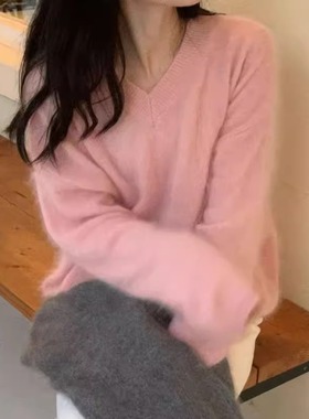 class韩国直邮112307 Sierra韩代2025款羊绒羊毛氛围感V领毛衣