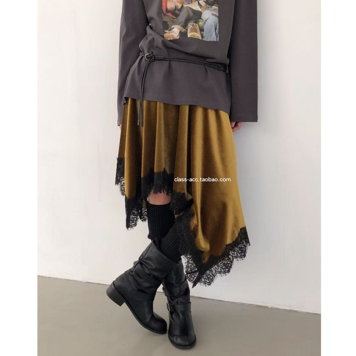 class韩国直邮120112 nutplan 韩代2025款  天鹅绒不规则半裙