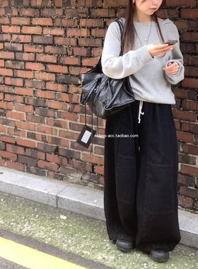 class韩国直邮102705 taffeta 韩代2025款  抽绳松紧腰牛仔裤