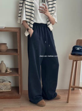 class韩国直邮120418 TIZZI 韩代2025款  松紧腰可束脚加绒卫裤