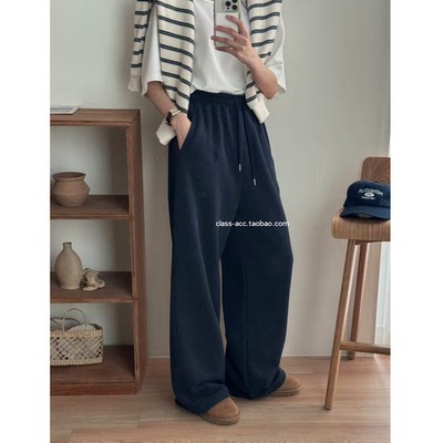 class韩国直邮120418 TIZZI 韩代2025款  松紧腰可束脚加绒卫裤