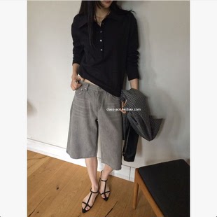 class韩国直邮030206 ANOU 韩代2026款  水洗做旧牛仔中裤