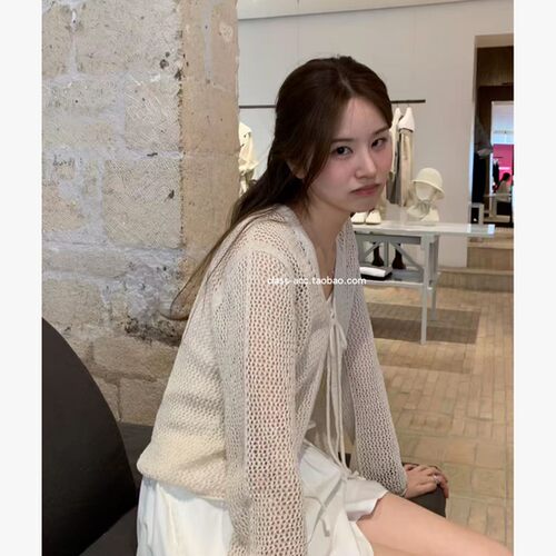 class韩国直邮062411 OUNCE 韩代2026款  一片式镂空透气针织开衫