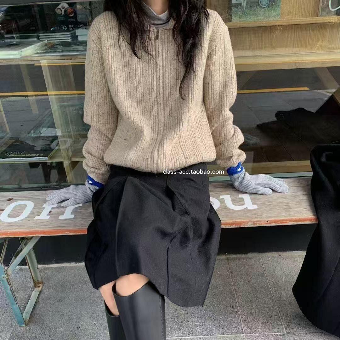 class韩国直邮120218 UNDERSON 韩代2025款  小翻领毛衣开衫