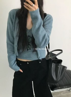 class韩国直邮110303 nuese 韩代2025款  吊带＋开衫针织两件套