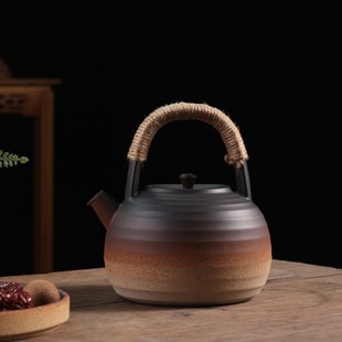 VQA3煮茶陶壶侧把柴烧壶电陶炉煮D茶器粗陶家用泡茶大容量壶明火