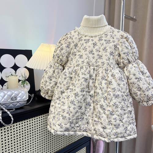 2025秋冬季新款童装韩版童装女童夹棉连衣裙碎花加绒公主裙清新