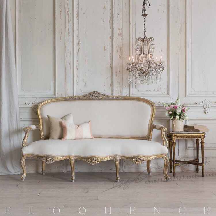 法式古董做旧仿古实木沙发 手工雕花沙发欧摄影楼沙发设计师家具